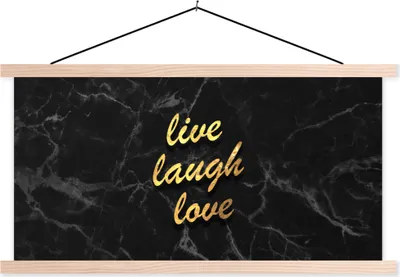 Produktbild von MuchoWow® Textilposter Zitat - Leben - Liebe - Gold - Marmor 60x30 cm mit holzfarbenen Rahmen - Dekoration