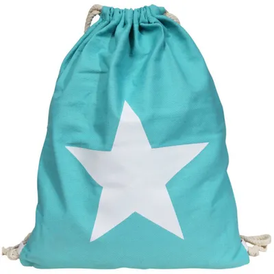 Produktbild von Turnbeutel Hipster Jutebeutel Sportbeutel Jute Rucksack Tasche mint Stern