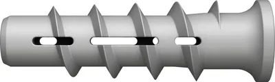 A single, light gray plastic wall anchor is shown against a white background.