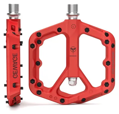 Produktbild von Mountainbike-Pedale Nylonfaser Rot 9/16 Zoll Flache Plattformpedale Leicht Rutschfest