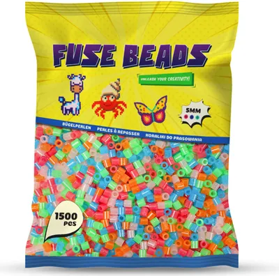 Produktbild von Benny Beads Bügelperlen 1500 Stück, Midi-Größe 5mm, Kreatives Bastelzubehör DIY Fuse Beads (Glitzer)