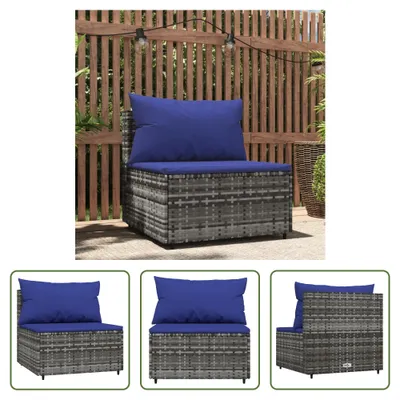 Produktbild von The Living Store Garten-Mittelsofa mit Kissen Grau Poly Rattan