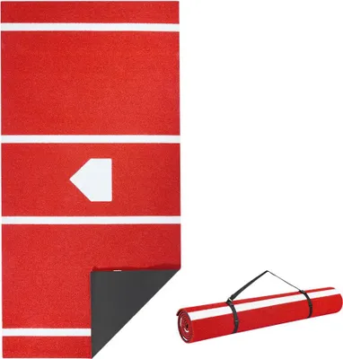 Produktbild von Baseball-Schlagmatte Trainingsmatte 366x183cm - Trainingspad Schlagkäfigmatte - Baseballmatte mit Home Plate - Anti-Fade-Rasen - Tragbare Trainingshilfe - Softballmatte Outdoor, Rot