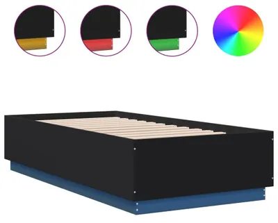 Produktbild von vidaXL Bettgestell mit LED Schwarz 75x190 cm Holzwerkstoff