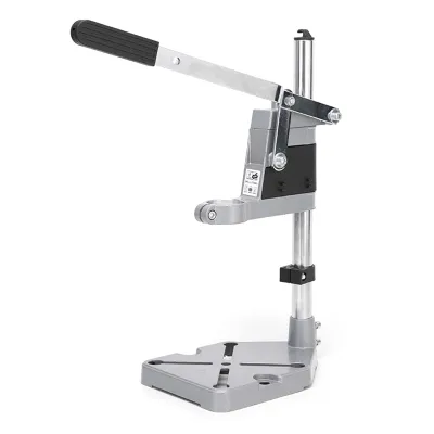 Image de Support de perçage pour perceuse à main – table réglable Support de perceuse avec socle en aluminium et étau pour travaux de réparation sur un établi