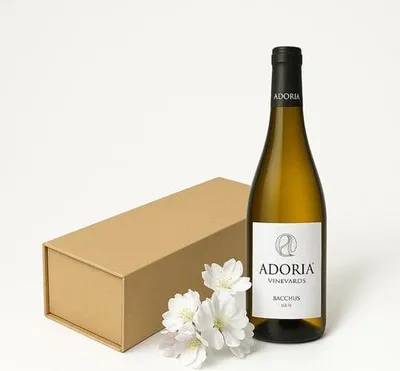 Image de Carton à vin KRAFT pour 1 bouteille avec aimant 320 x 88 x 85 mm