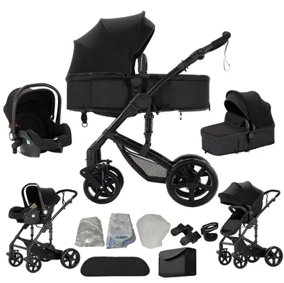 Imagen del producto de Cochecito para bebé, asiento reversible, capota ajustable, color negro (B588)