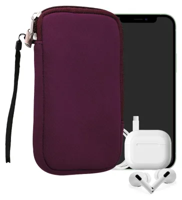 Produktbild von kwmobile Neopren Handytasche für Smartphones L - 6,5" - Handy Tasche mit Reißverschluss - Handyhülle universal Brombeere