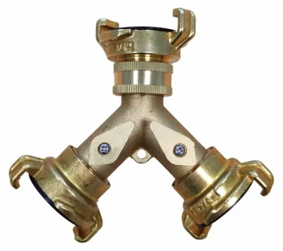 Image de Raccord Y Arrosage en Laiton avec Robinet, Doubleur à Connexion Rapide