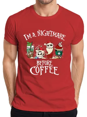 Immagine prodotto di Maglietta da uomo "I'm a Nightmare Before Coffee Christmas Skeleton Santa Gift", rosso, 3XL