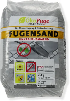 Produktbild von ÖKO FUGE Fugensand ®, Körnung:1 - 5, Verpackungseinheit:20 kg, Farbe:Anthrazit