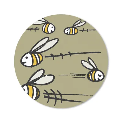 Produktbild von MuchoWow® Mauspad Mousepad Eine Illustration von fünf Bienen vor einem beigen Hintergrund 20x20 cm - Mousepads - Maus Mat - Pad - Mausunterlage - Schreibtischmatte