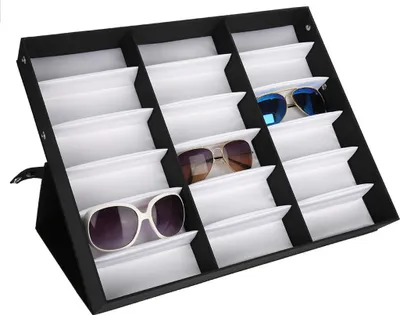 Produktbild von 18 Raster Brillenvitrine Sonnenbrillen Aufbewahrungsbox Organizer Brillen Schmuck Display Box