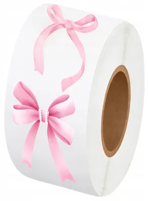 Produktbild von EDIBAZZAR | Aufkleber, 500 Stück auf einer Rolle, Schleifen, selbstklebend, rosa