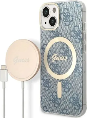 Immagine prodotto di Zestaw Guess Gubpp14Mh4Eacsb Custodia+ caricatore Iphone 14 Plus / 15 Plus 6.7 Niebieski/Blu Custodia rigida 4G Stampa Magsafe