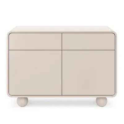 Zdjęcie produktu dla Kompaktowa Komoda Olea 108 cm w kolorze Kaszmir, 2 Szuflady, Szafka z Półkami