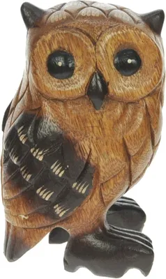 Produktbild von Namesakes® – Handgefertigte Eulen-Skulptur aus Holz – Wohnzimmerdekoration, Geschenk für Tierliebhaber (8*7*13 cm)