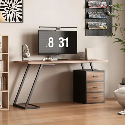 Produktbild von STILVORA Bürotisch mit 3 Schubladen und Ablage,Arbeitstisch im schlichten Stil,Industrial Schreibtisch geeignet für Schlafzimmer oder Büro