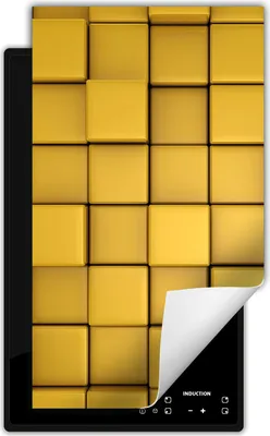 Produktbild von DarHaus Herdabdeckplatte 1 teilig 30x52 cm Anti Rutsch Matte Aufrollbar, gelb 3D