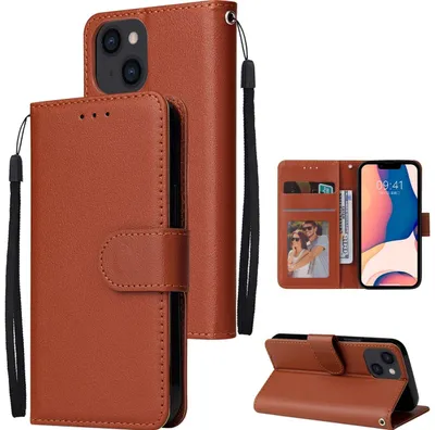 Produktbild von Mobigear Wallet iPhone 14 Hülle Klapphülle Geldbörse - Braun