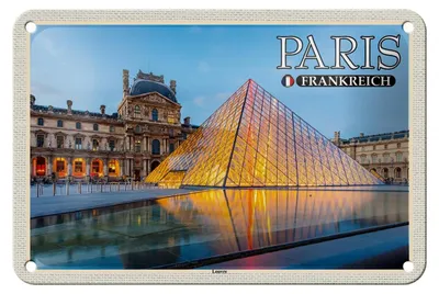 Produktbild von Blechschild Reise 18x12cm Paris Frankreich Louvre Museum Dekoration