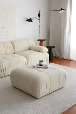 Obrázok produktu pre Podnožka Pouf Osmanské sedadlo Látkové obývacia izba Podnožka béžová
