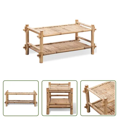 Image de Étagère à chaussures en bambou Rangement à chaussures 2 étages