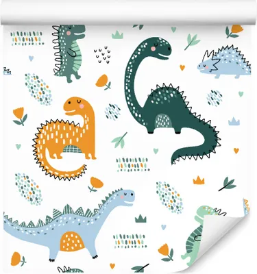 Produktbild von 10m VLIES TAPETE Rolle Kinderzimmer Dinosaurier Blumen Herzen Kronen XXL