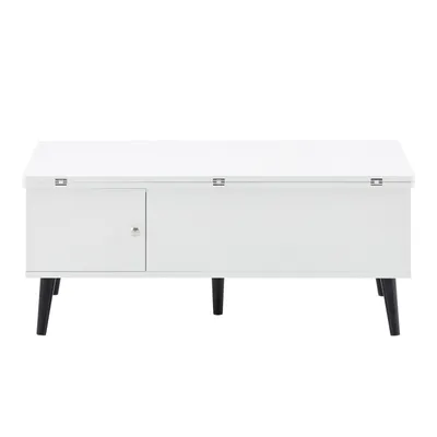 Image de Table basse CLIPOP,Table basse avec hauteur réglable, 4 en 1 table de salon multifonctions avec espace de rangement,Blanc