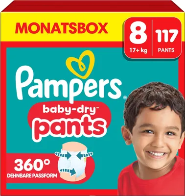 Produktbild von Pampers® Windeln Monatsbox baby-dry™ pants Größe Gr.8 (19+ kg) für Kids und Teens (4-12 Jahre), 117 St.