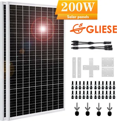 Produktbild von 200W Solarmodul Solarpanel Kit Photovoltaik 2x100 Watt für Wohnmobil Balkonkraftwerk