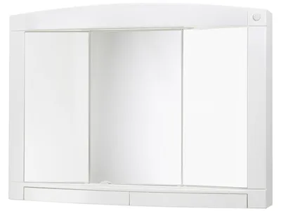 Produktbild von Spiegelschrank Swing, mit 3 Spiegeltüren, mit Licht, Kunststoff, weiß, 76 x 58 cm