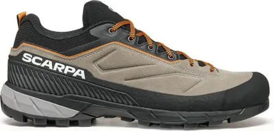 Herren Zustiegsschuhe "Rapid XT Approach" von Scarpa in Grau mit orangefarbenen Akzenten und rutschfester Sohle.