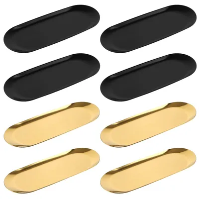 Immagine prodotto di Set di 8 vassoi decorativi in acciaio inossidabile, dimensioni 23 x 9,5 cm
