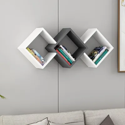 Image de Étagère, 102 x 42 x 20 cm, blanc et anthracite, 100 % mélaminé