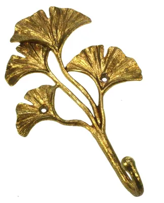 Image de Décoration en forme de feuille de Ginkgo, finition dorée, dimensions : 11,3 x 3,8 x 18 cm
