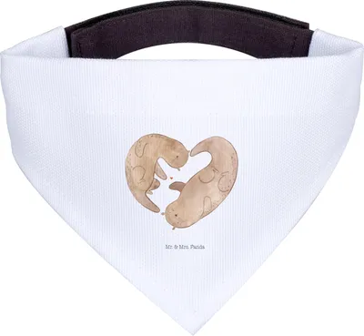 Produktbild von Mr. & Mrs. Panda Hundehalstuch S Otter Herz - Weiß - Geschenk, Hundeschal, Tuch, Liebe, Hochzeitstag, Halstuch, Für Hunde