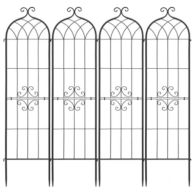 Produktbild von Gartengitter, 152 x 40,5 cm Rosengitter, 4er-Pack Gartenblumen-Rosengitter mit pulverbeschichteter Oberfläche und praktischer Verriegelung, Pflanzenstützgitter für Blumen, Gemüse und Rosen