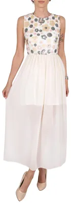 Produktbild von Cremefarbenes Maxikleid mit Pailletten und Rückenausschnitt John Zack M