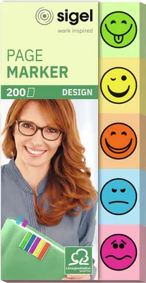 Immagine prodotto di SIGEL HN502 Segnapagina Design Smile - 50 x 20 mm, assortiti, 5x 20 strisce