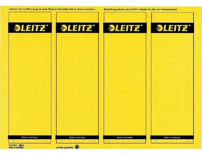 Produktbild von Leitz PC-beschriftbare Rückenschilder für Qualitäts-Ordner 180°, Standard- und Hartpappe-Ordner, Gelb, Rechteck, Ring binder, Papier