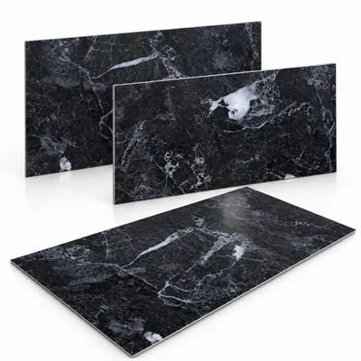 Produktbild von 0,72m² PVC Wandverkleidung Wandpaneelen Marmoroptik | Bad & Küche |Alternative zu Fliesen & Marmor | MPVC Schwarz 01 | 120x60cm | Bad & Küchenfliese