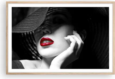 Produktbild von Gerahmtes Poster - Rahmen in heller Eiche - Frau Gesicht Lippen - 91,5x61 cm - Wand Bild - Wanddeko - Wandbilder - Wandposter - Bilderrahmen - Bilder - Kunstdruck - Wandbild - P2NAA91x61-3618