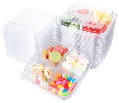 Produktbild von 25-teiliges Snackbox-Set mit Fächern, Bento-Snackbox mit 4 Fächern, Snackbox mit Deckel, wiederverwendbare Bento-Snackbox für Schule, Arbeit und Reisen