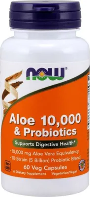 Produktbild von NOW Foods Aloe 10.000 & Probiotyki 60 vkaps
