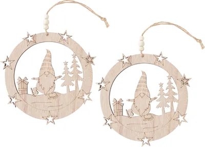 Produktbild von VBS Holz-Anhänger "Wichtel", 2er-Set, Ø 15 cm