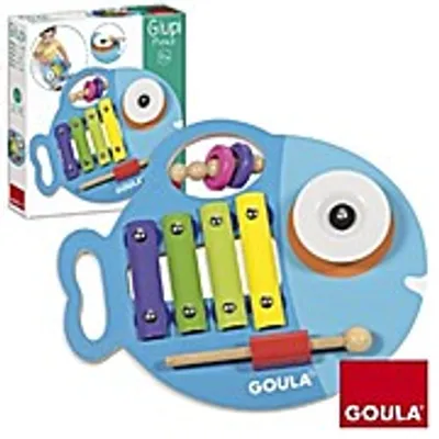Produktbild von Jumbo Spiele GOULA Glupi Musik 3 in 1, Xylophon, Rassel, Zimbel, Instrument, Kinder, Holz, 53143
