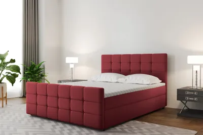Produktbild von Boxspringbett Schlafzimmerbett SENON 180x200cm Stoff Rot inkl. Bettkasten