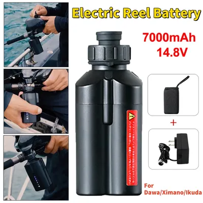 Obrázek produktu pro 14,8 V 3500 mAh baterie pro elektrické rybářské navijáky, pro Daiwa 600MJ, G300j/L, Shimano Beastmaster 9000 6000 601DH, baterie pro navijáky Power Assist pro mořský rybolov s nabíječkou,,7000mAh s indikátorem kapacity napájení