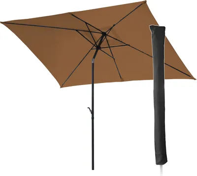 Produktbild von SVITA Sonnenschirm Set 3x2m Balkonschirm rechteckig mit Sonnenschutz Matt Schutzhülle Taupe